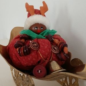 CR FOLK ART One-of-a-Kind Button Reindeer Baby